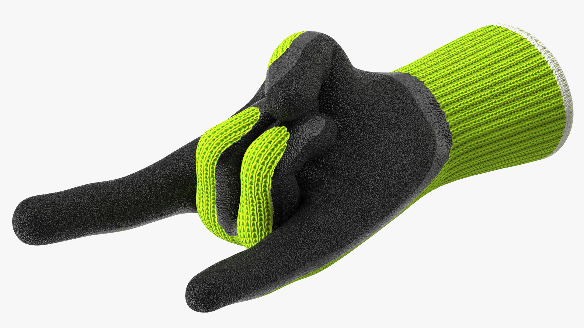 Safety Work Gloves Sign of the Horns Green 3D