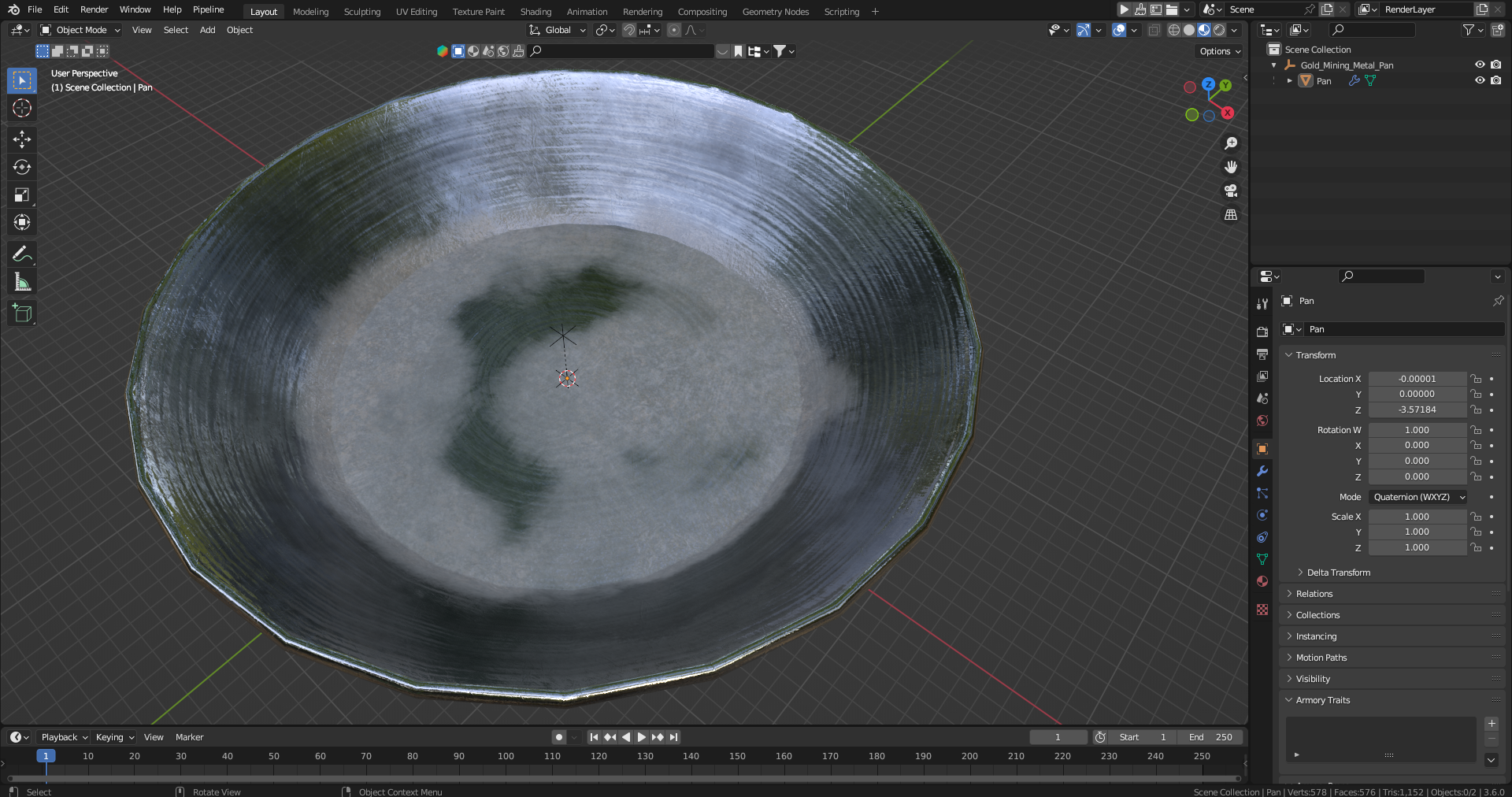 3D Gold Mining Metal Pan