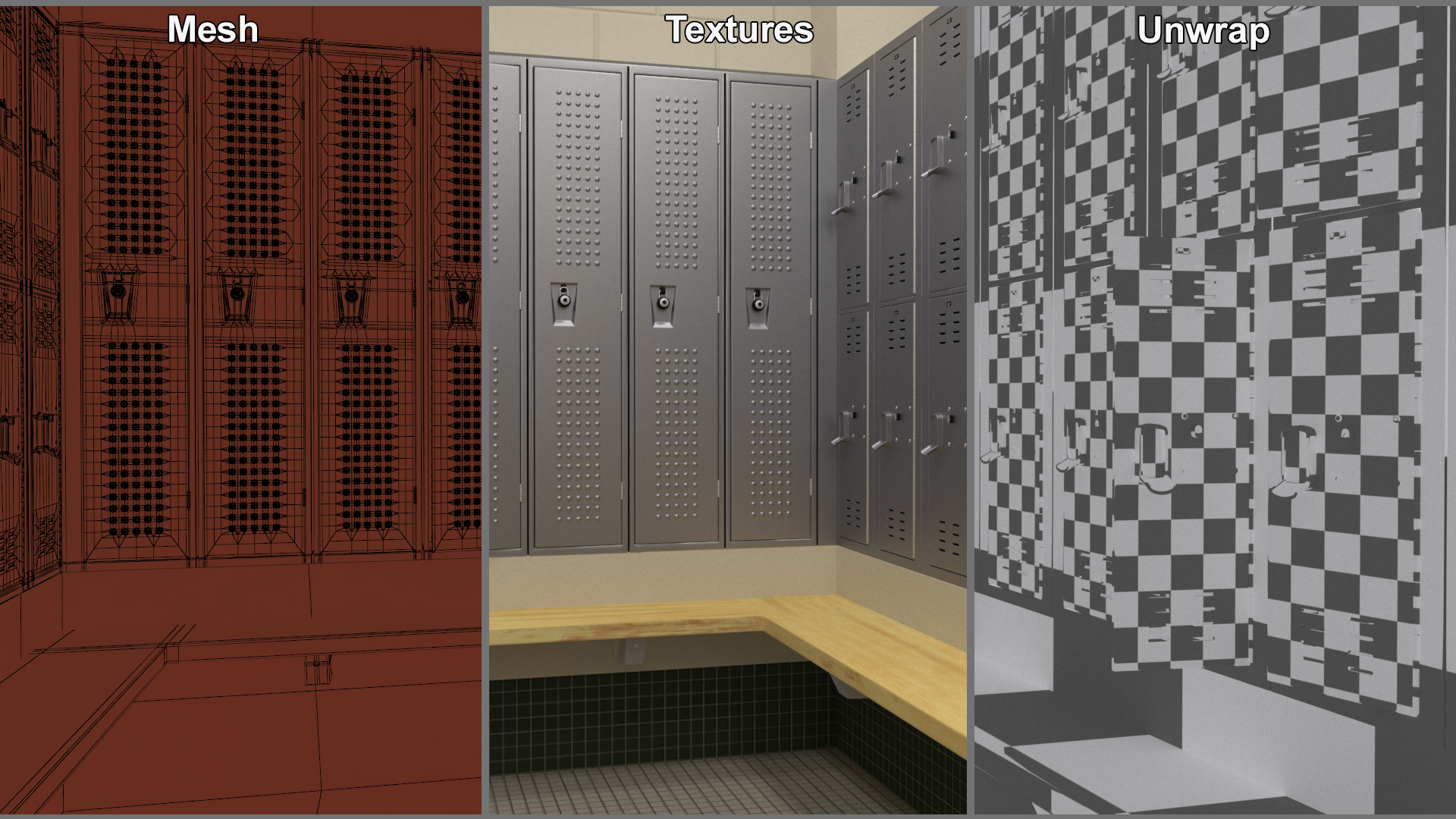 Locker Boxes Room Grey 3D