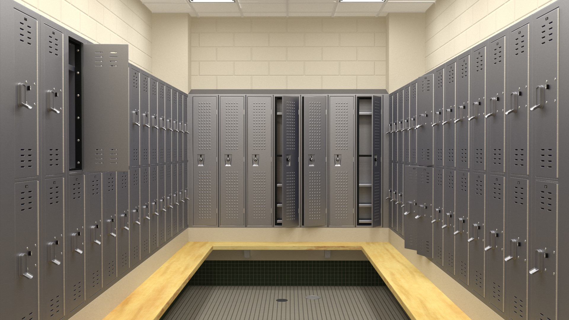Locker Boxes Room Grey 3D