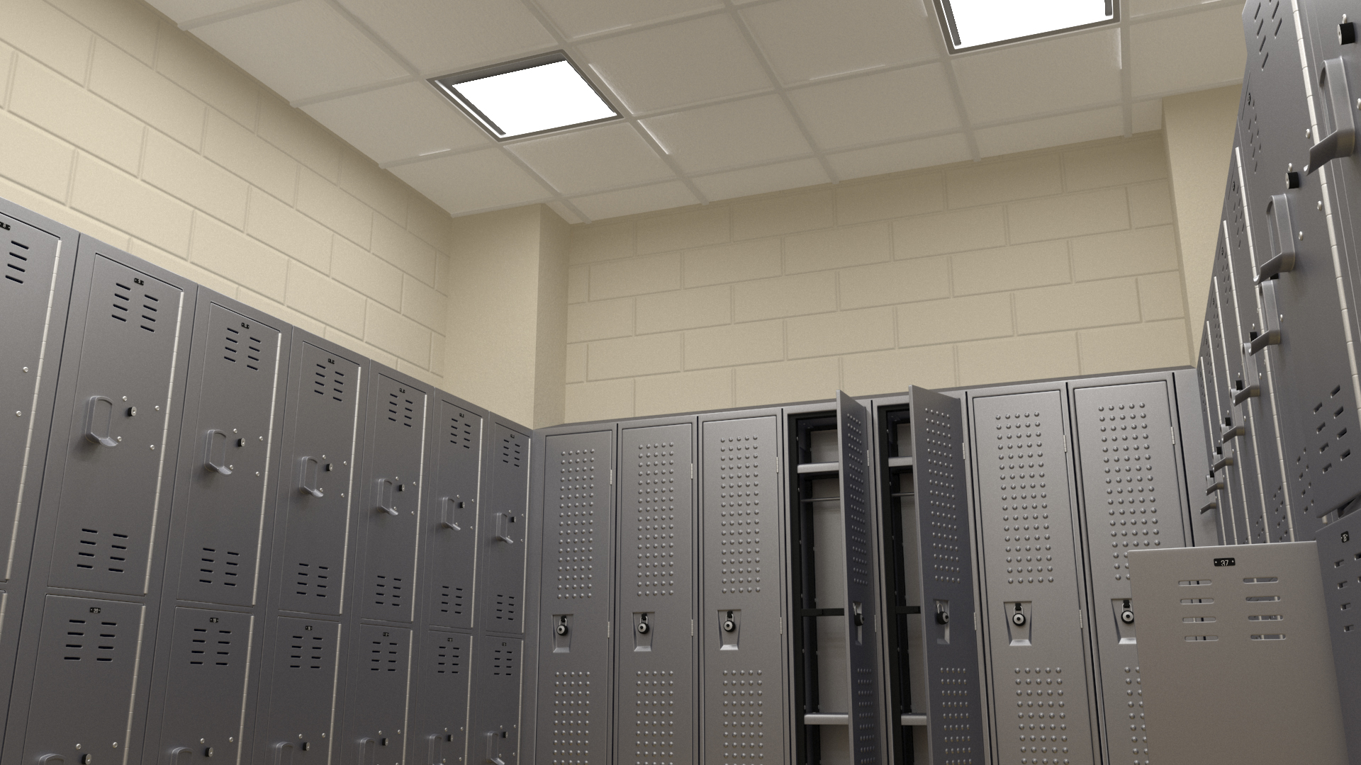 Locker Boxes Room Grey 3D