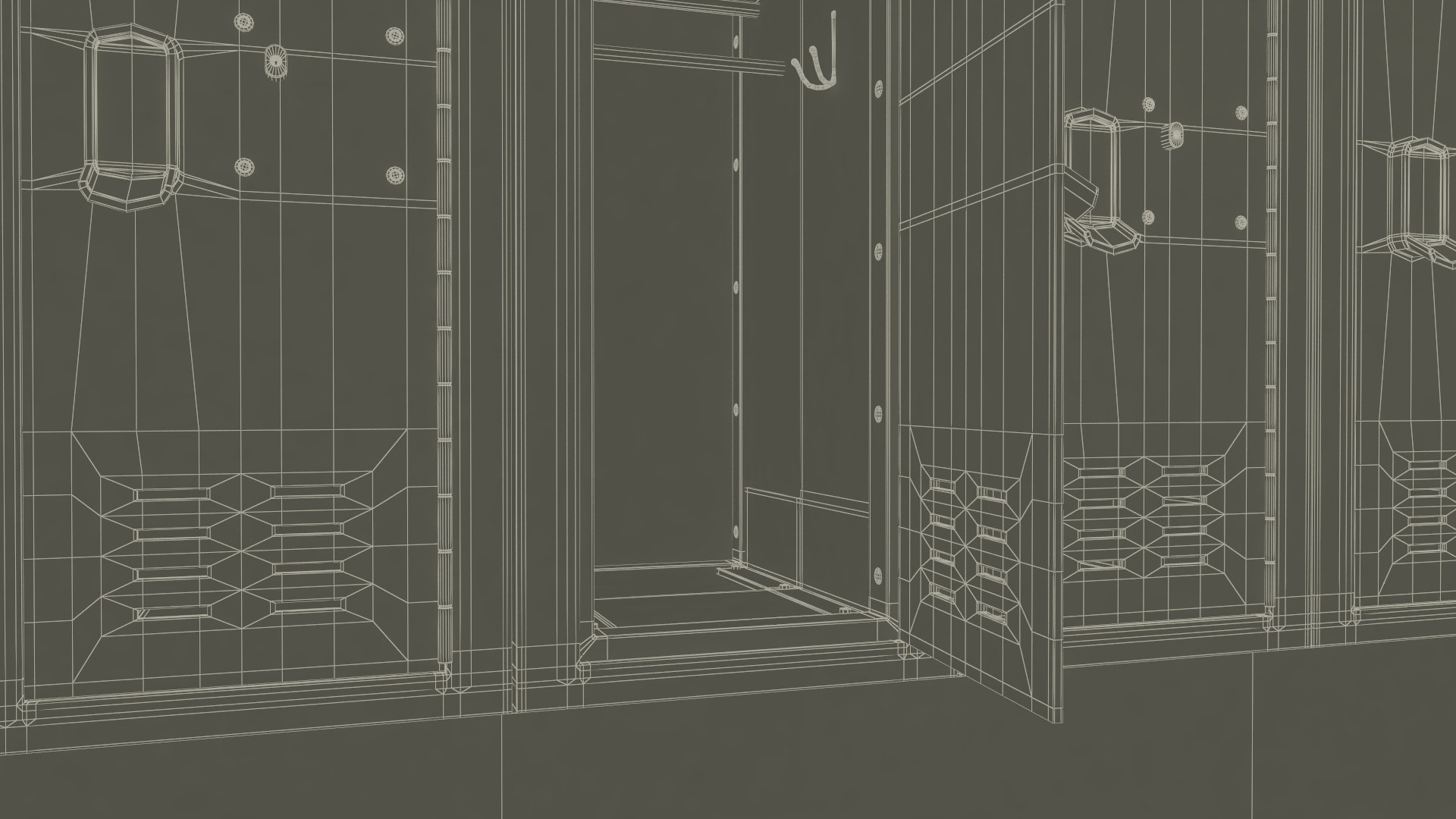 Locker Boxes Room Grey 3D