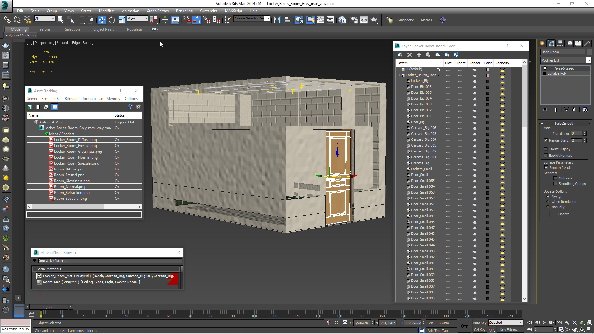 Locker Boxes Room Grey 3D