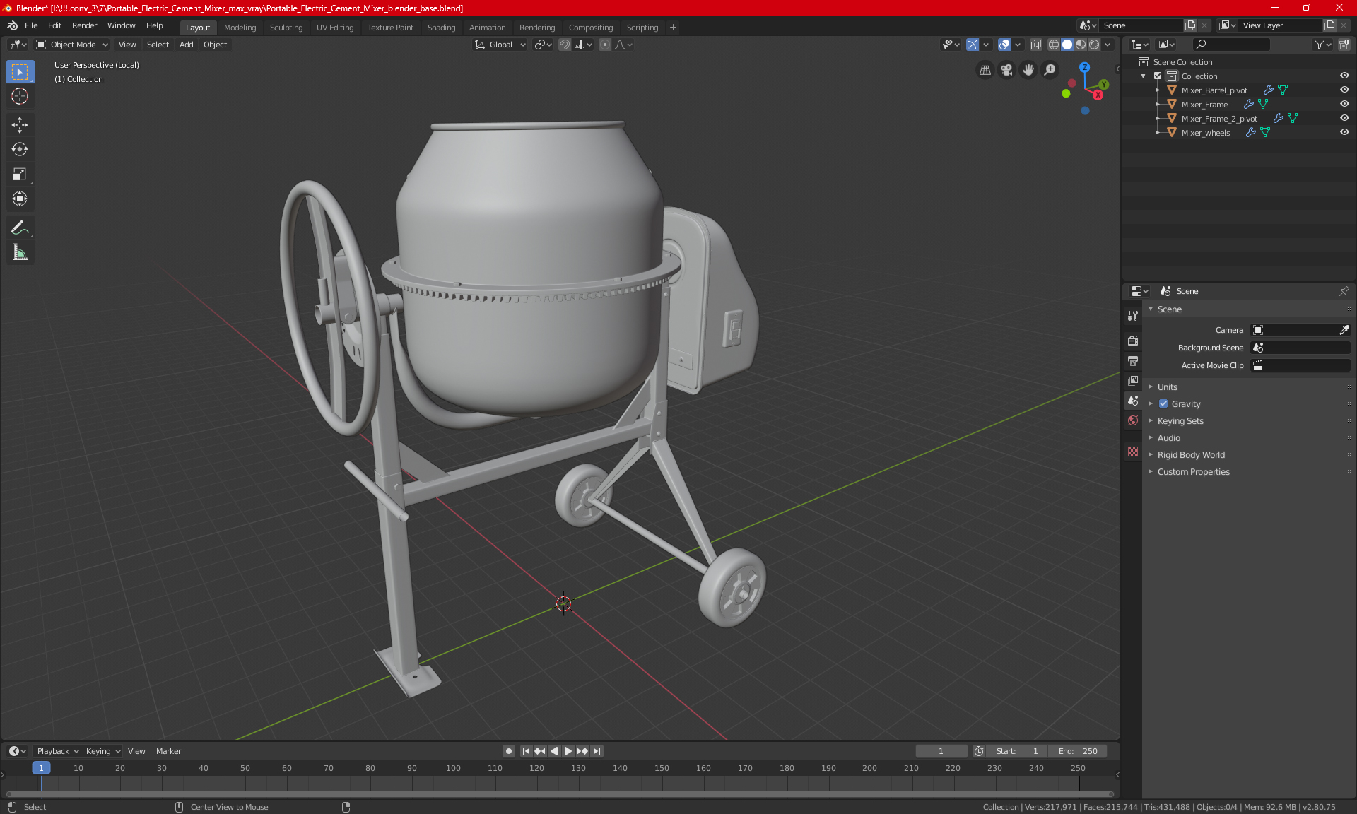 3D model Portable Electric Cement Mixer