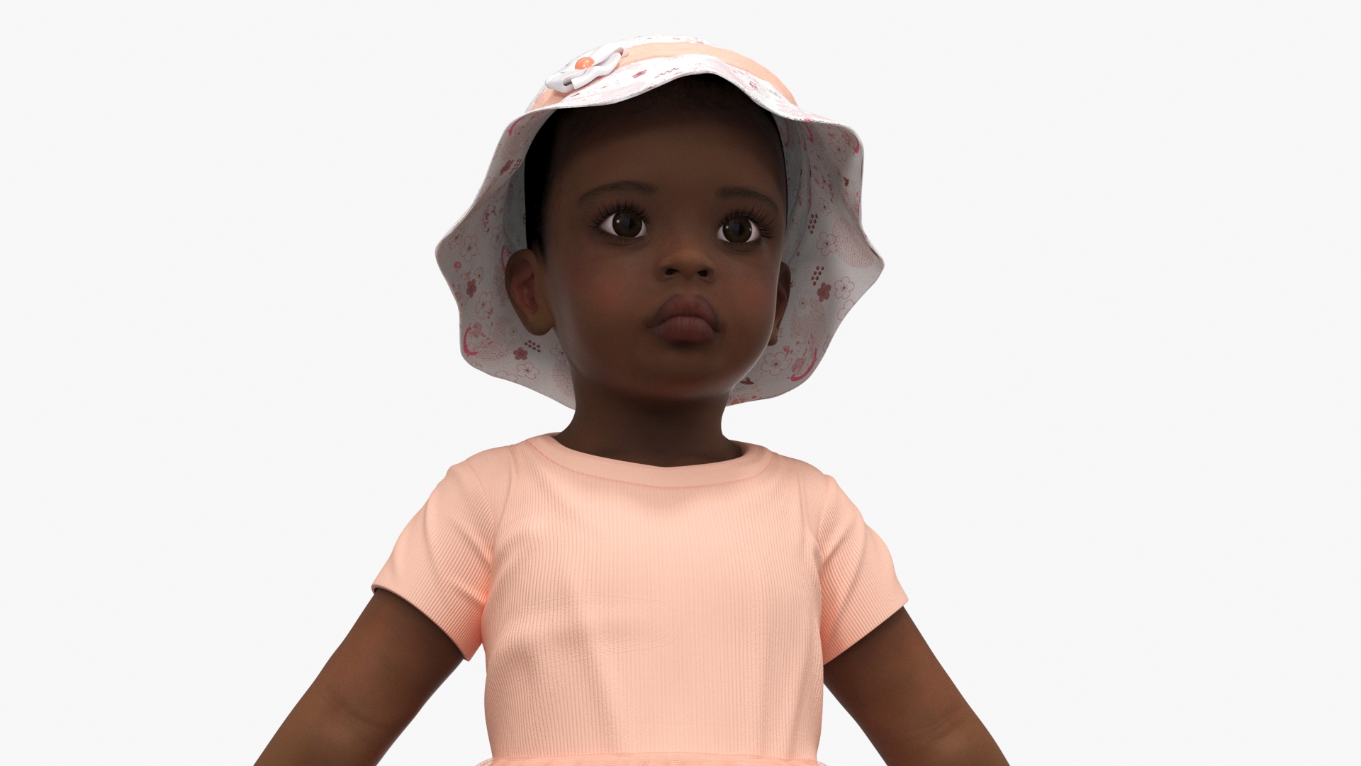 3D Black Baby Girl Light Skin in Summer A-Pose model
