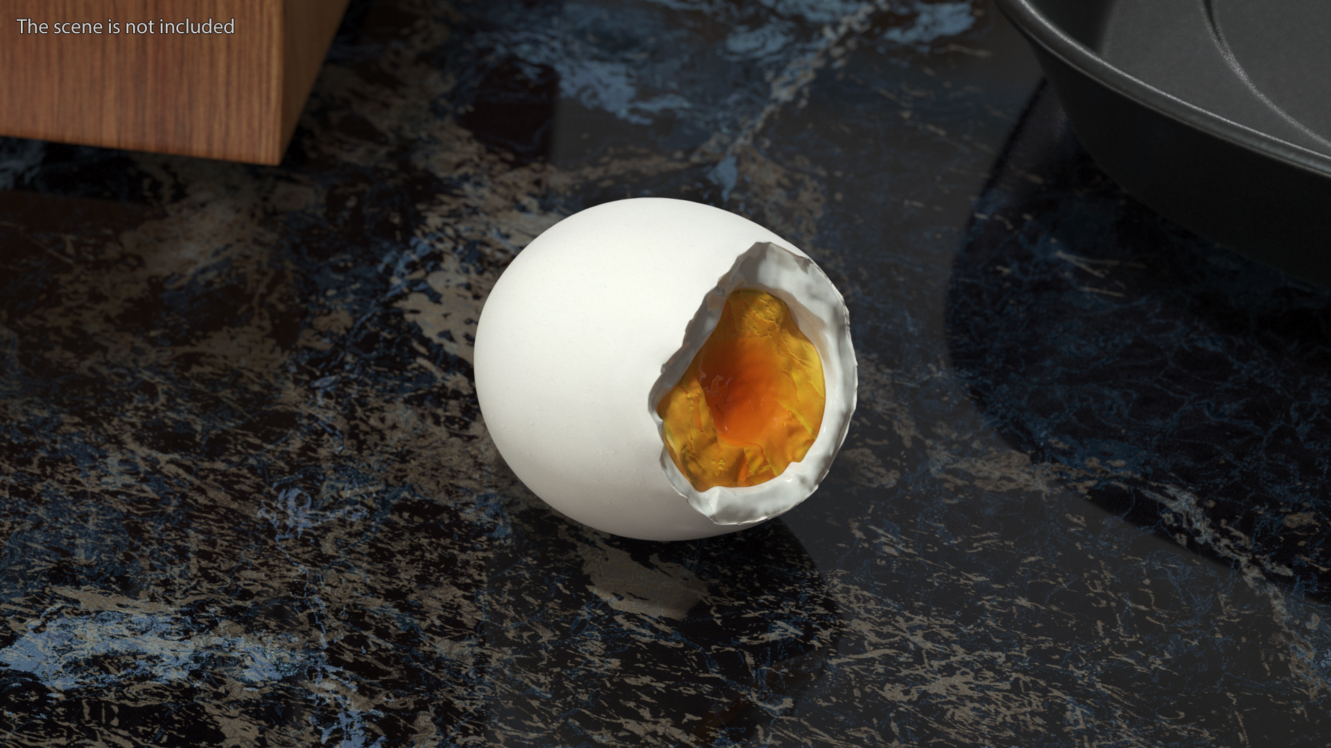 3D White Soft Boiled Egg Open