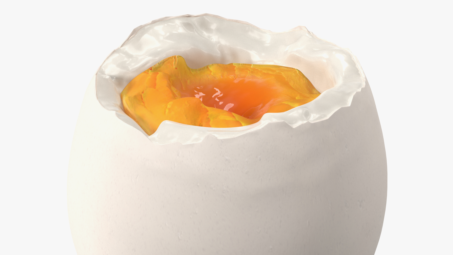 3D White Soft Boiled Egg Open