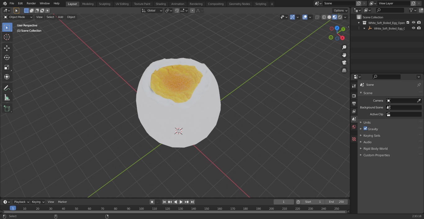 3D White Soft Boiled Egg Open