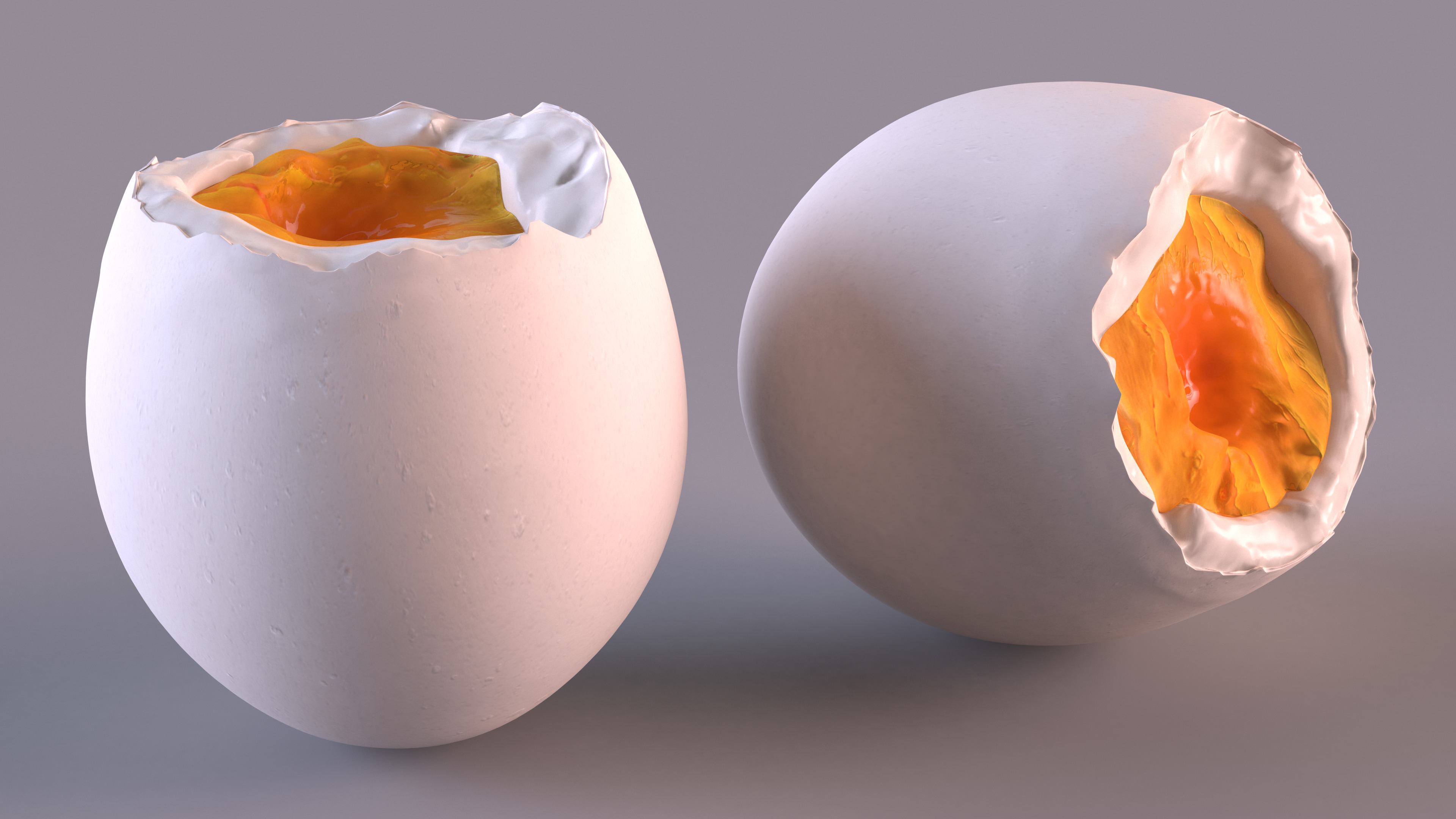 3D White Soft Boiled Egg Open
