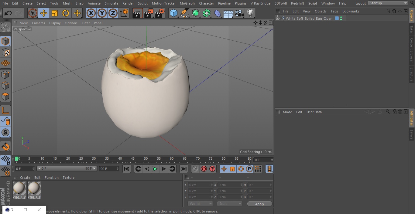 3D White Soft Boiled Egg Open