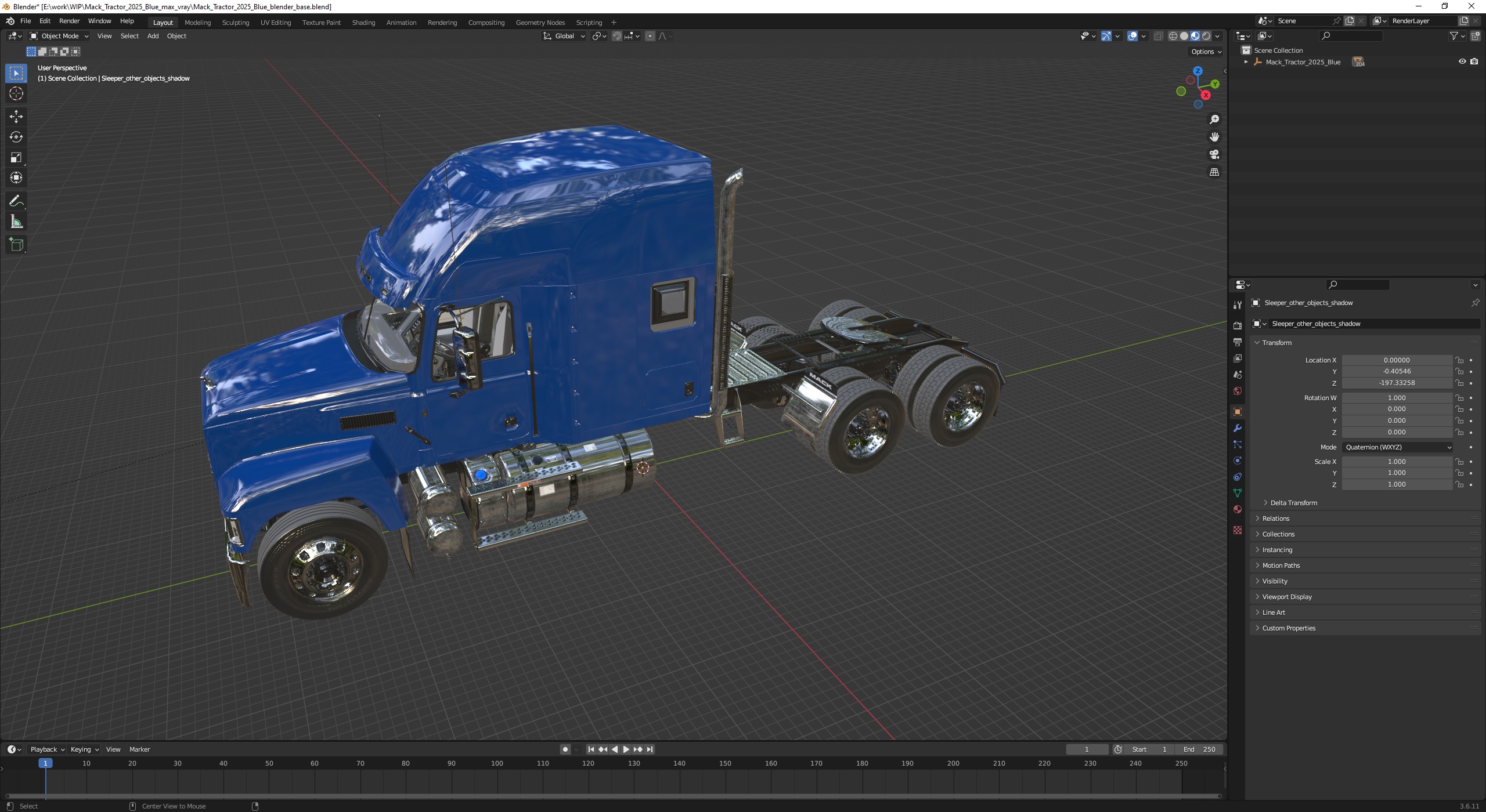 Mack Tractor 2025 Blue 3D
