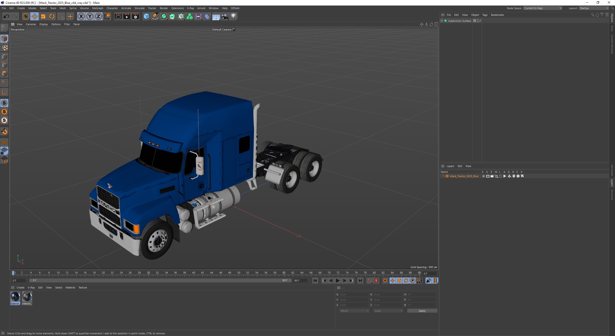 Mack Tractor 2025 Blue 3D