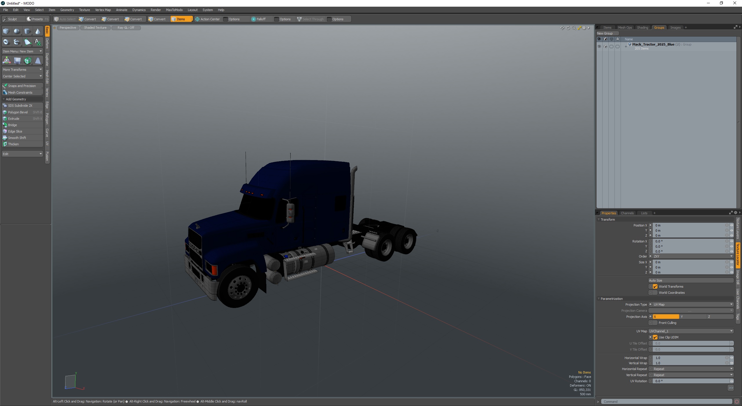 Mack Tractor 2025 Blue 3D