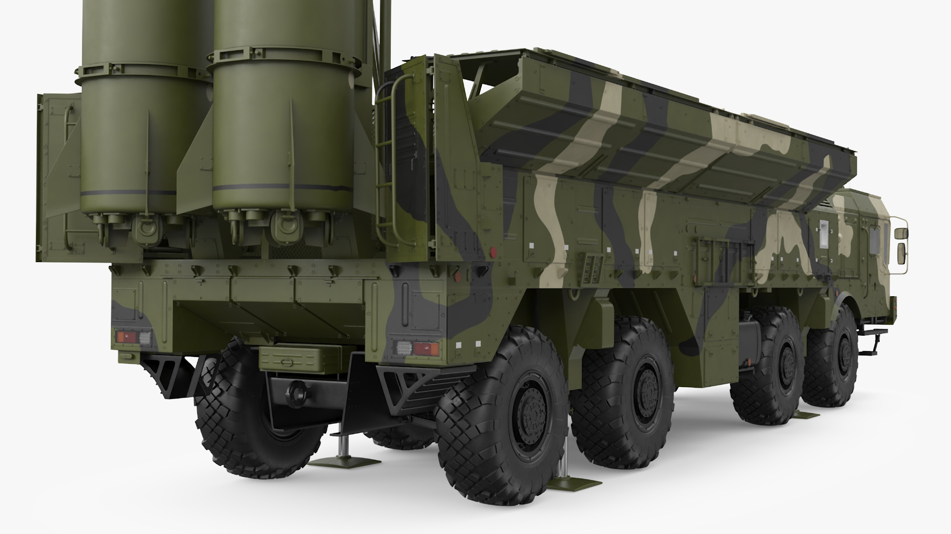 3D Iskander SS-26 Stone in Camouflage Coloring in Combat Readiness model
