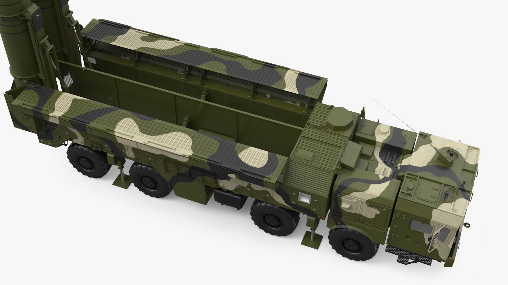 3D Iskander SS-26 Stone in Camouflage Coloring in Combat Readiness model