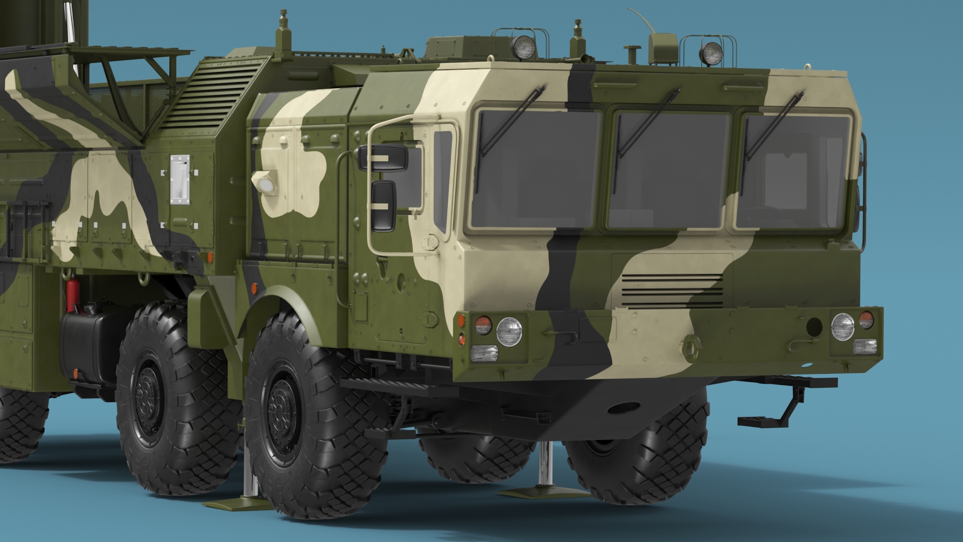 3D Iskander SS-26 Stone in Camouflage Coloring in Combat Readiness model
