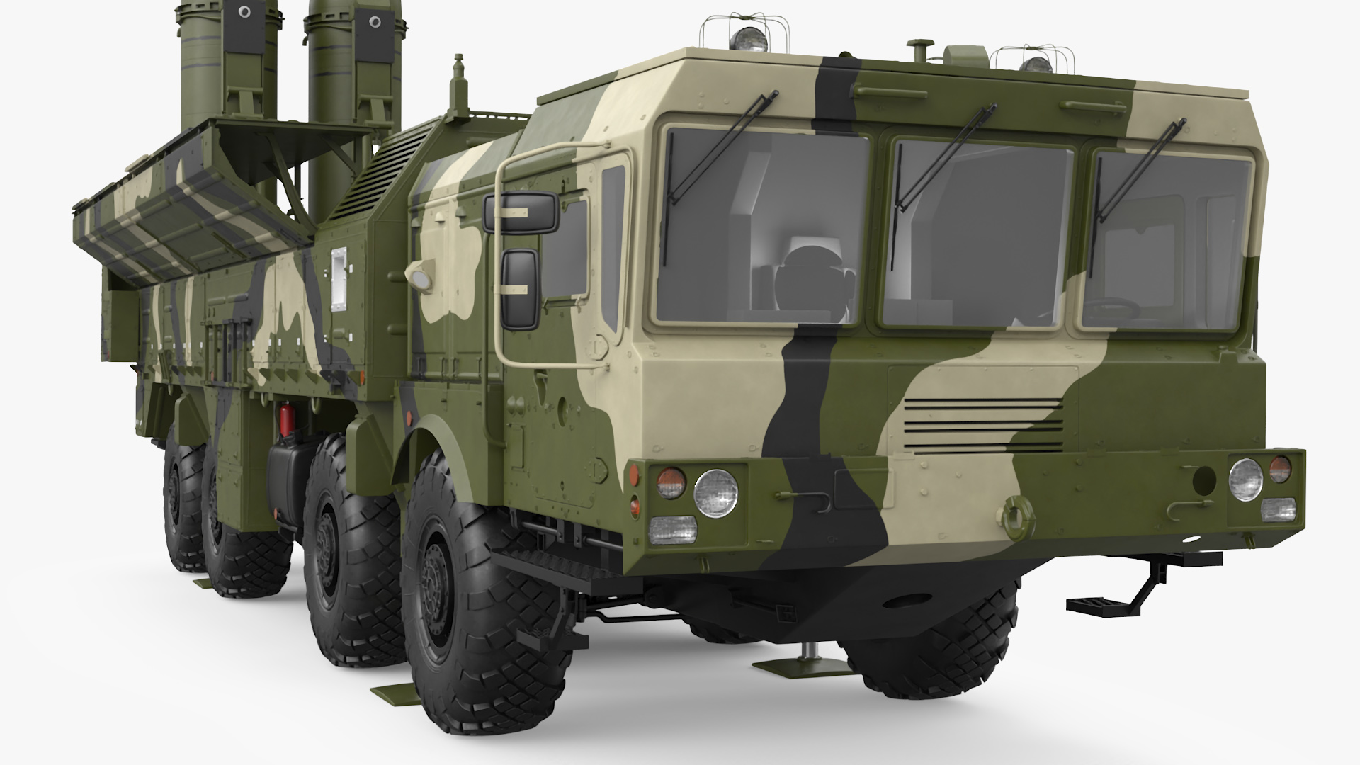 3D Iskander SS-26 Stone in Camouflage Coloring in Combat Readiness model