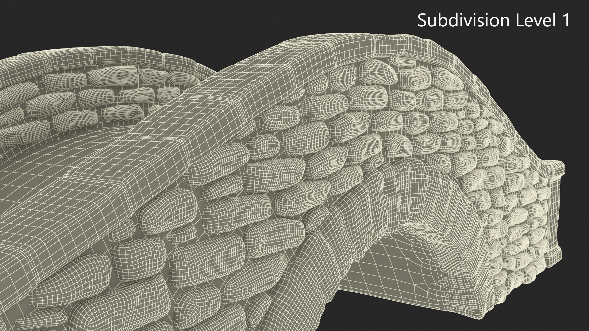 3D model Stone Arch Bridge Covered with Moss