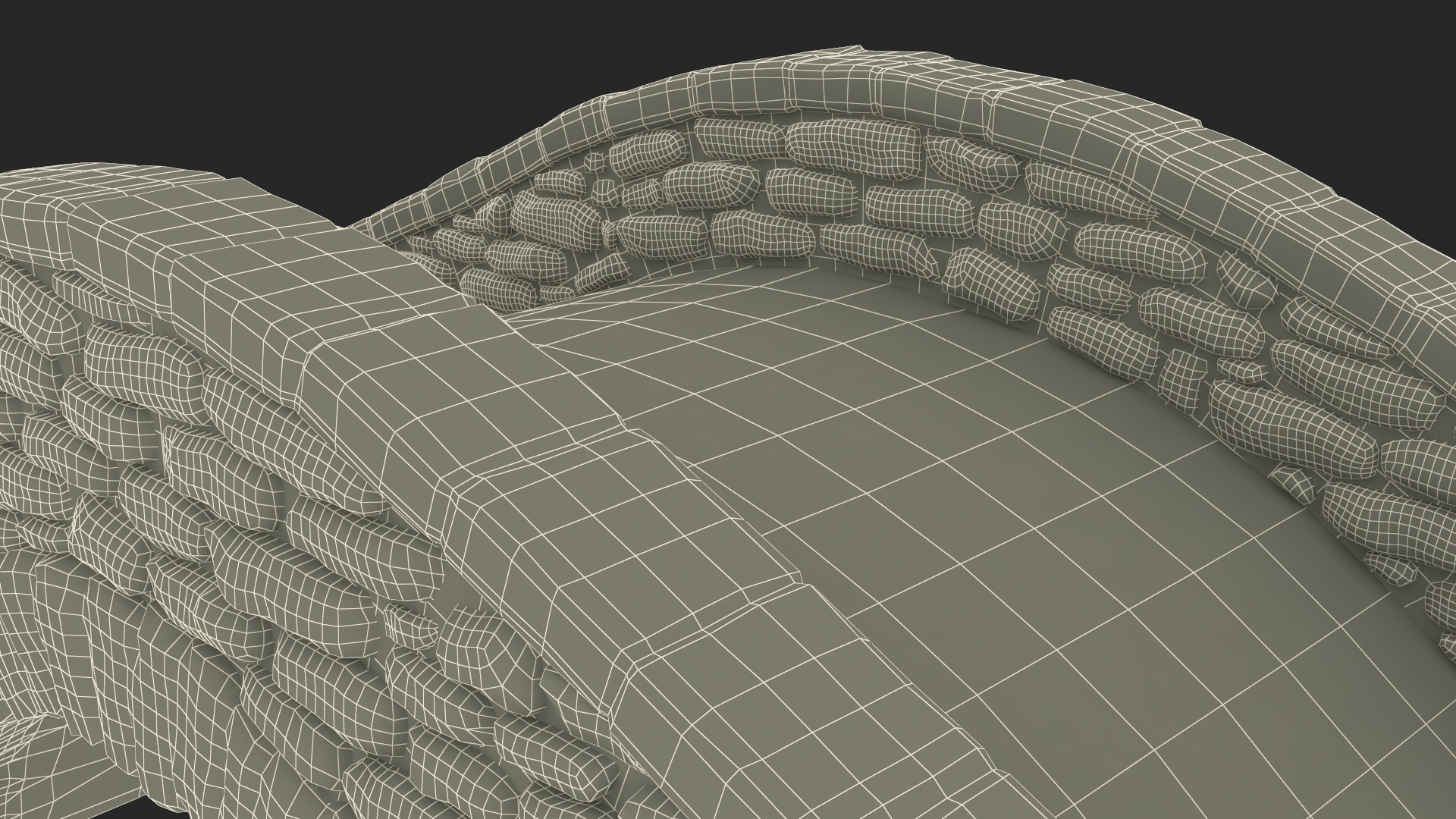 3D model Stone Arch Bridge Covered with Moss