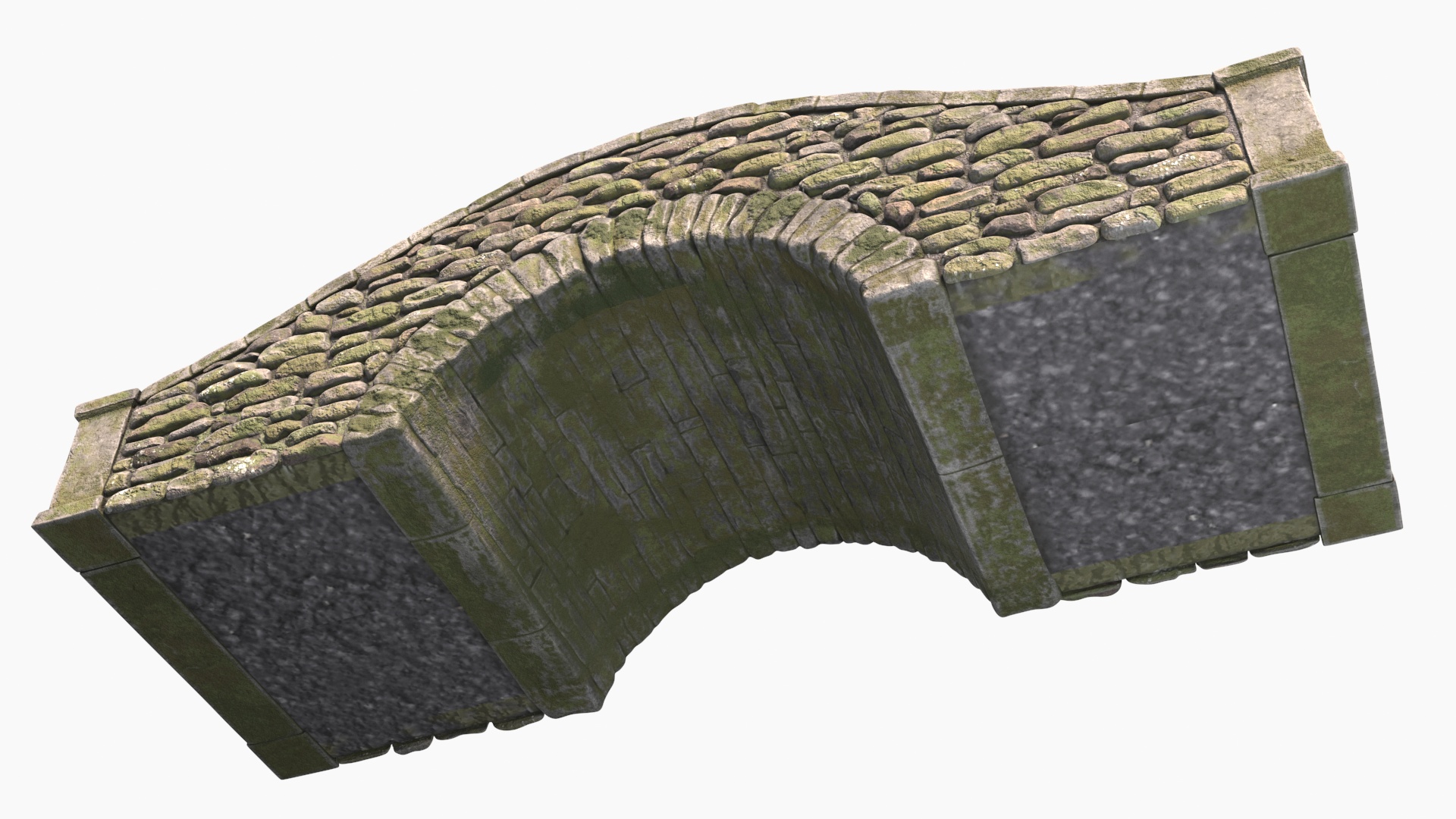 3D model Stone Arch Bridge Covered with Moss