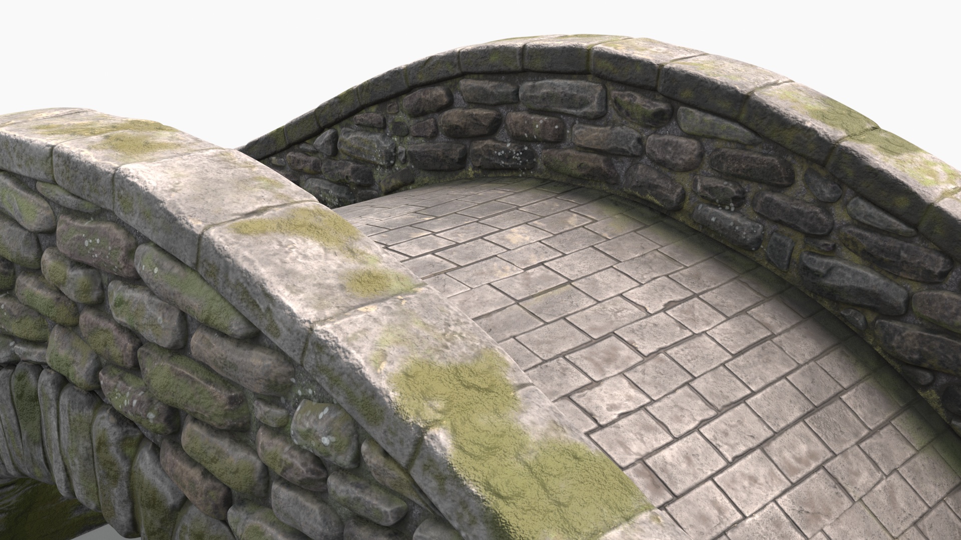 3D model Stone Arch Bridge Covered with Moss