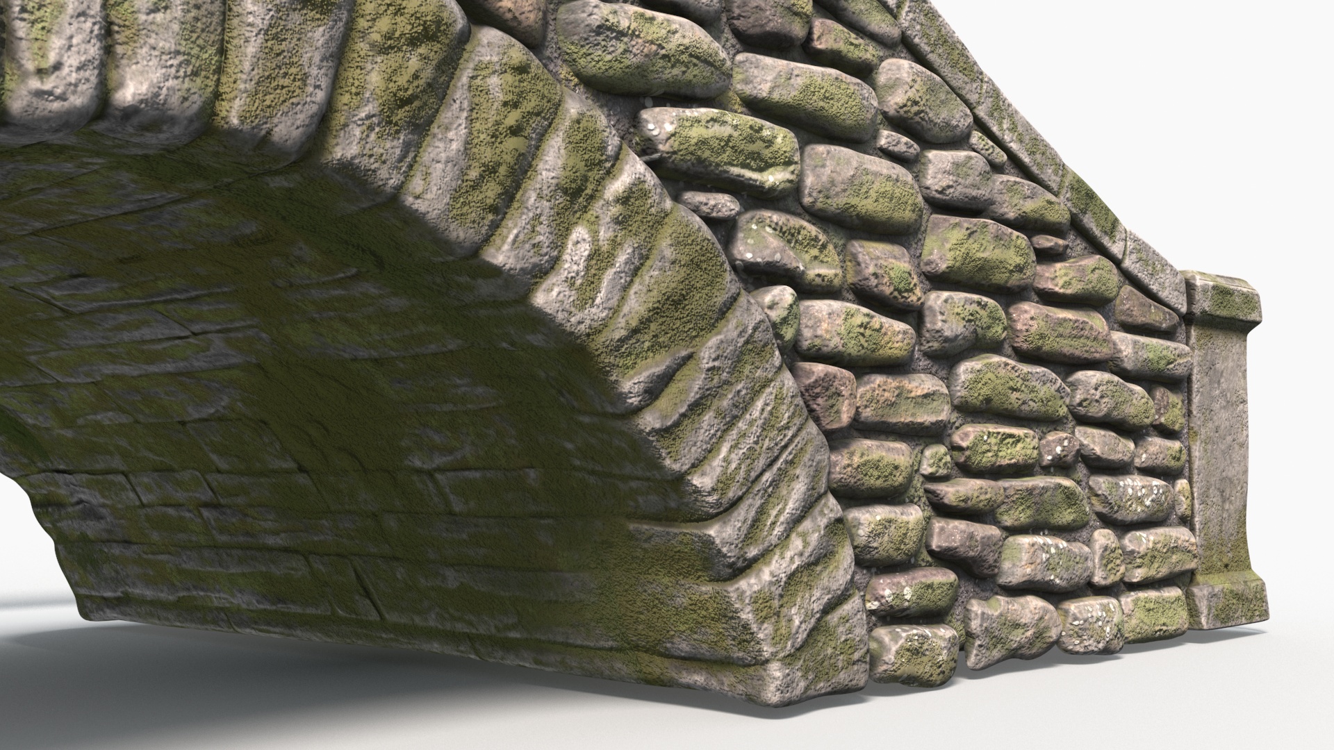 3D model Stone Arch Bridge Covered with Moss
