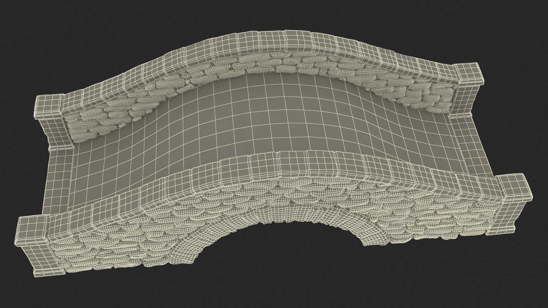 3D model Stone Arch Bridge Covered with Moss