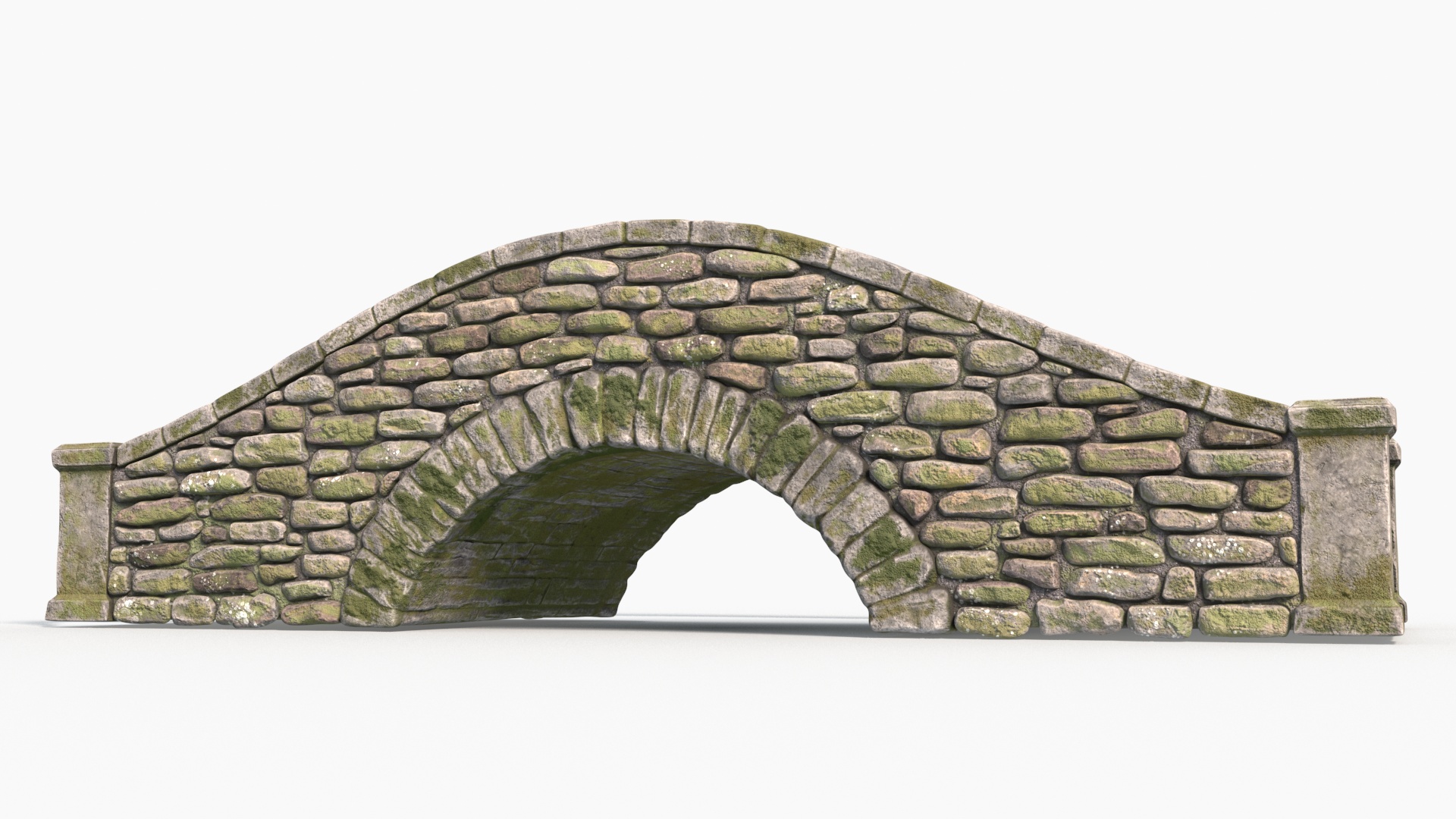 3D model Stone Arch Bridge Covered with Moss