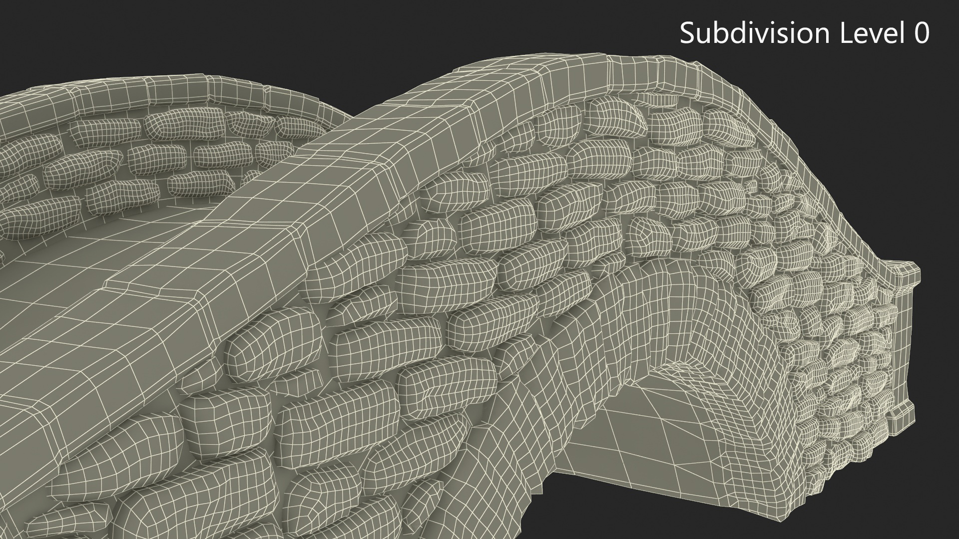 3D model Stone Arch Bridge Covered with Moss