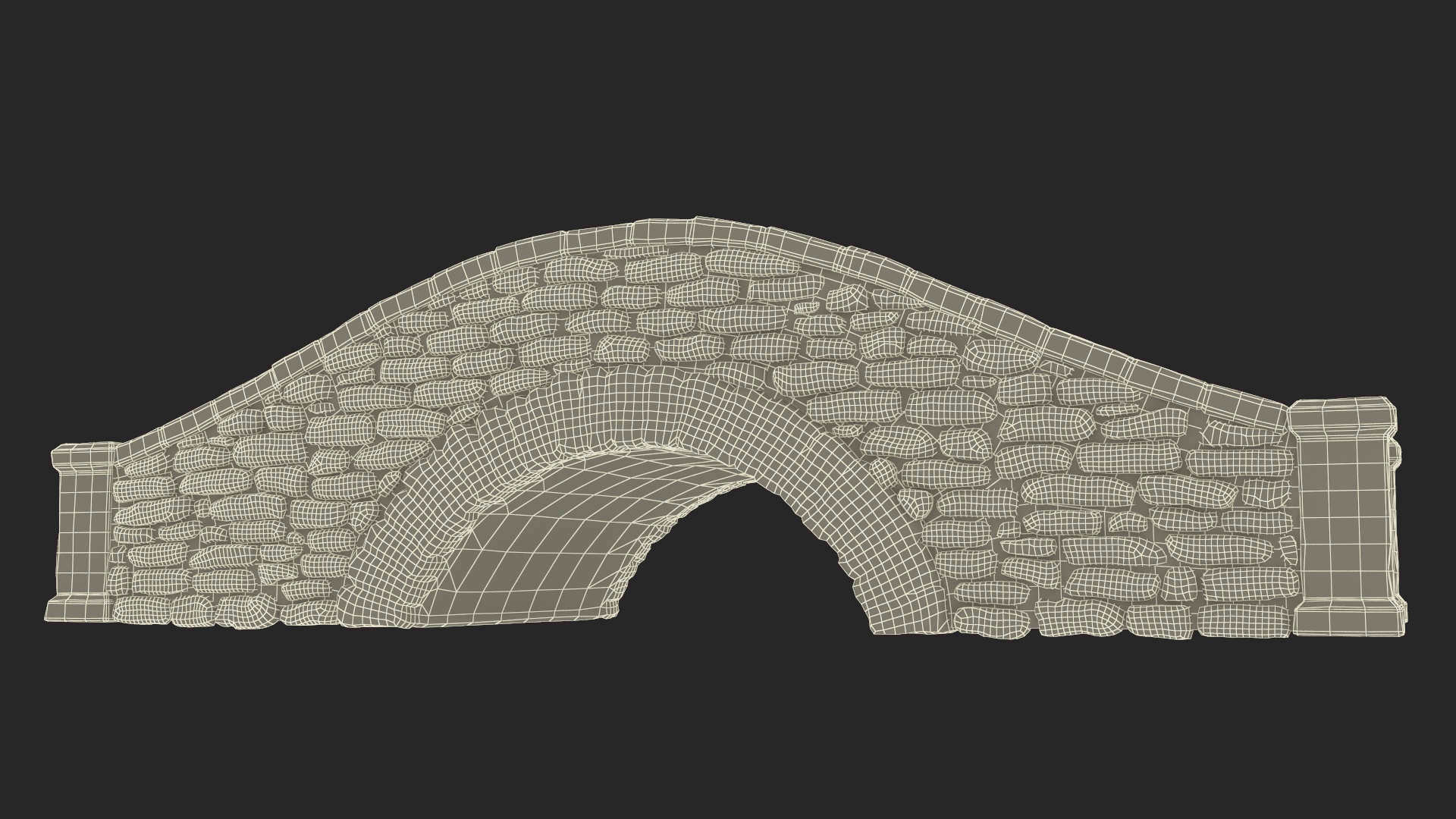 3D model Stone Arch Bridge Covered with Moss