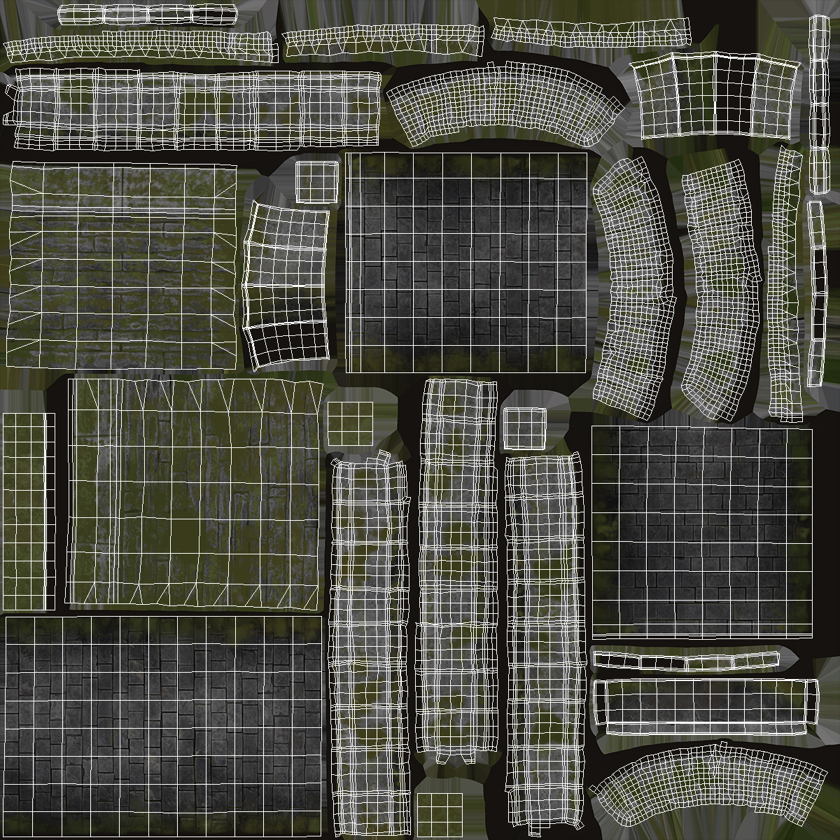 3D model Stone Arch Bridge Covered with Moss