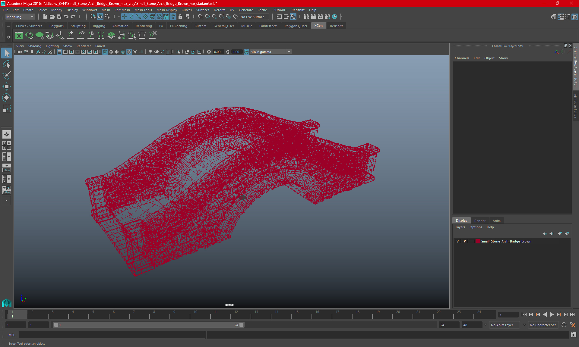 3D model Stone Arch Bridge Covered with Moss