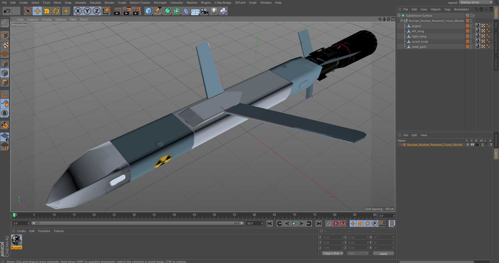 3D Russian Nuclear Powered Cruise Missile model