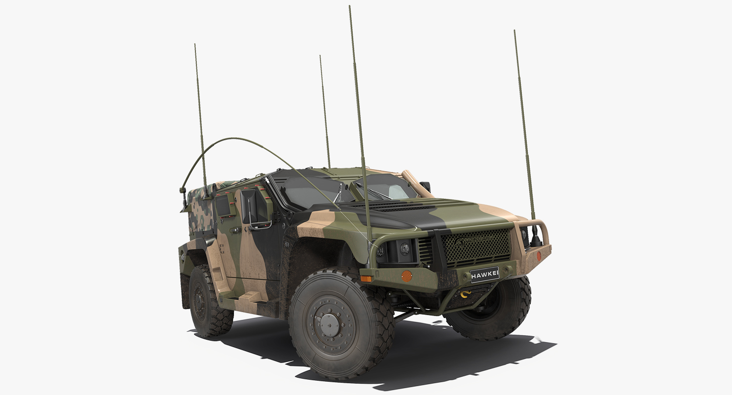 3D Hawkei PMV 4x4 High Mobility Protected Vehicle Rigged model