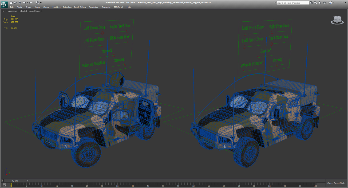 3D Hawkei PMV 4x4 High Mobility Protected Vehicle Rigged model