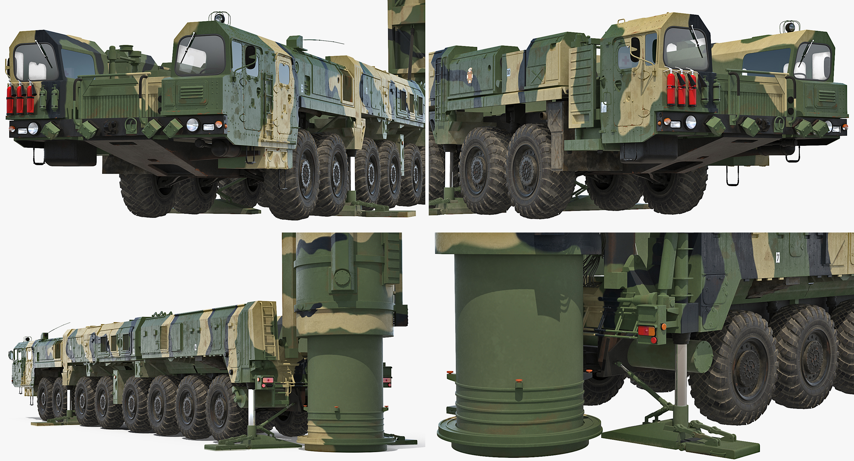 3D Scud Transporter Erector Launcher Topol M in Upright Position
