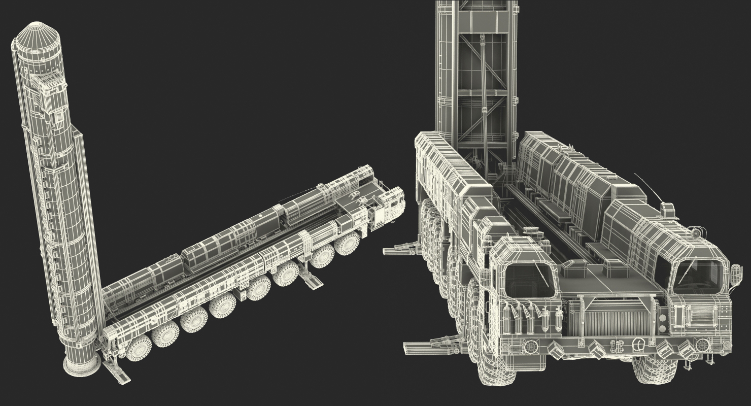 3D Scud Transporter Erector Launcher Topol M in Upright Position