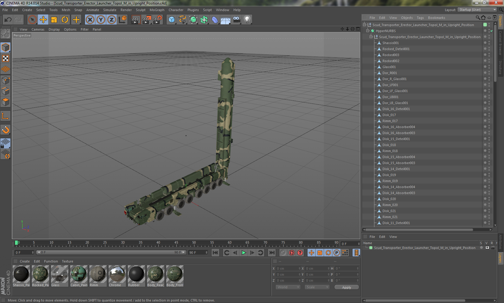 3D Scud Transporter Erector Launcher Topol M in Upright Position