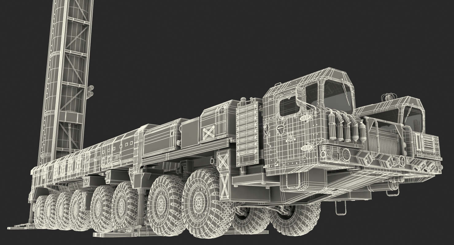 3D Scud Transporter Erector Launcher Topol M in Upright Position