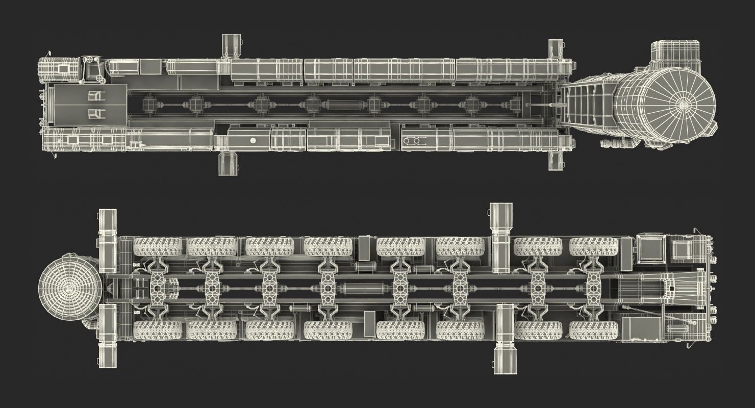 3D Scud Transporter Erector Launcher Topol M in Upright Position