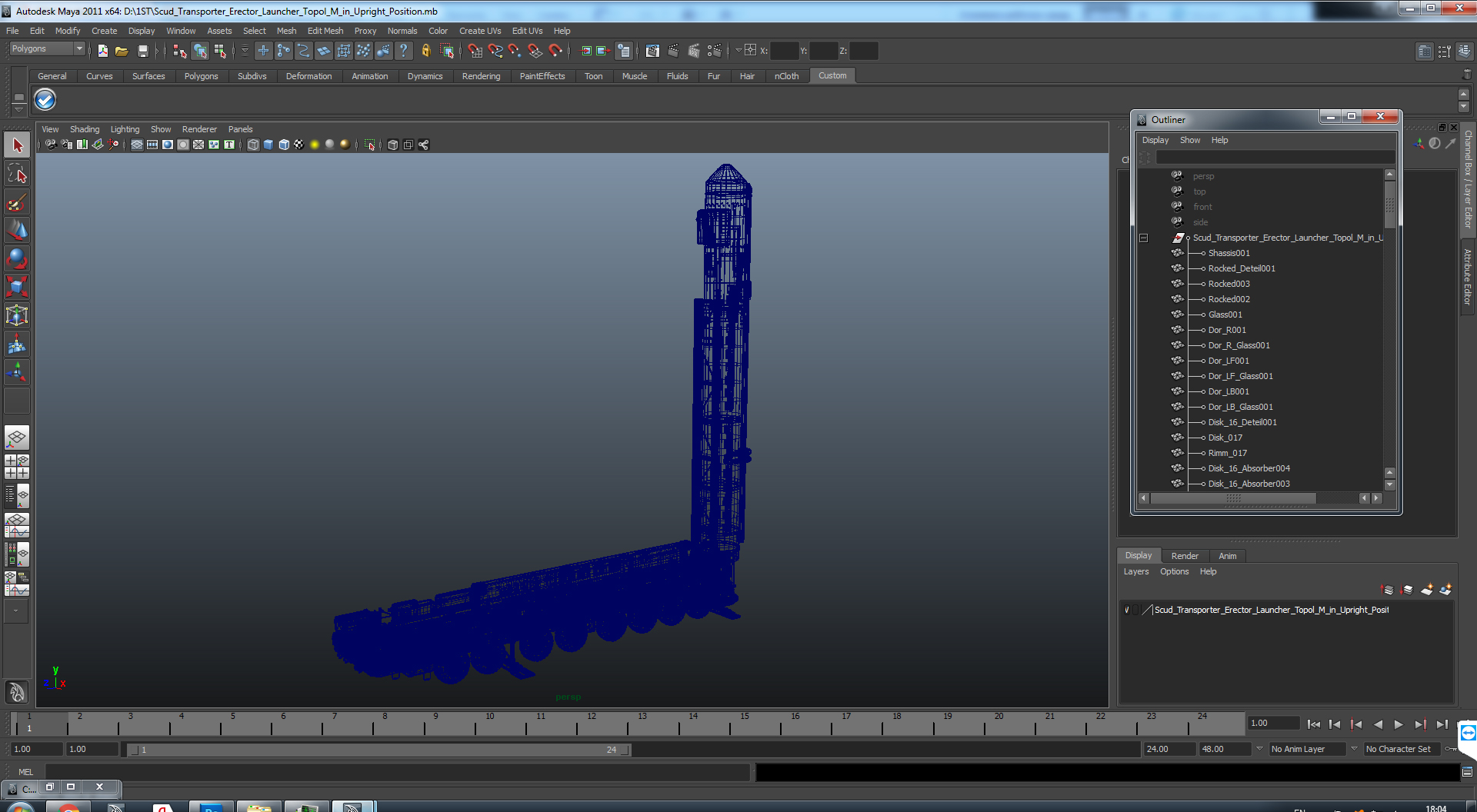 3D Scud Transporter Erector Launcher Topol M in Upright Position