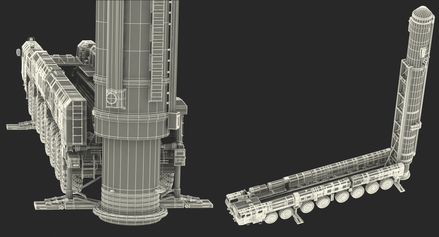 3D Scud Transporter Erector Launcher Topol M in Upright Position