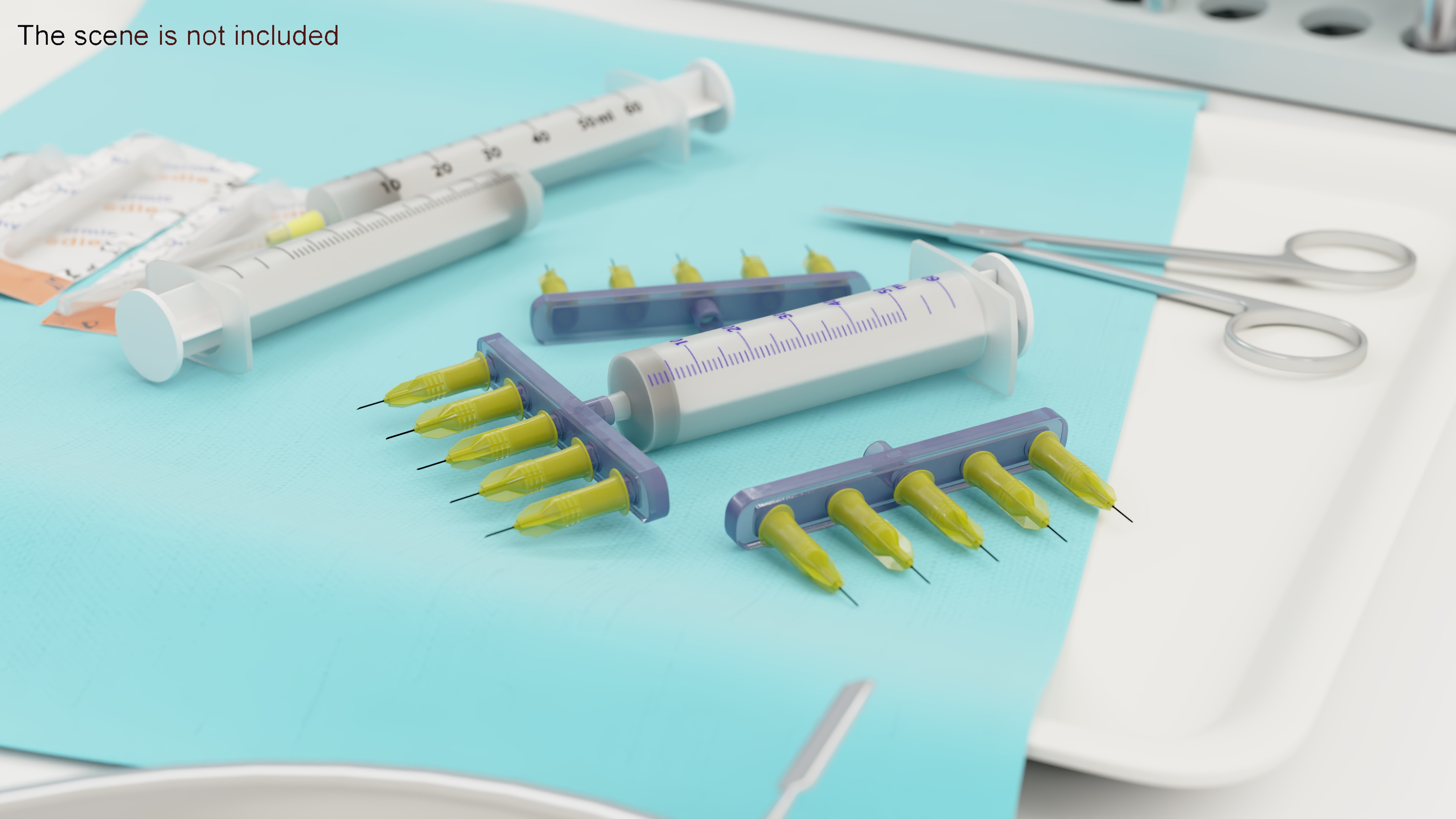 3D model Multi Injector 5 Needles Straight Yellow
