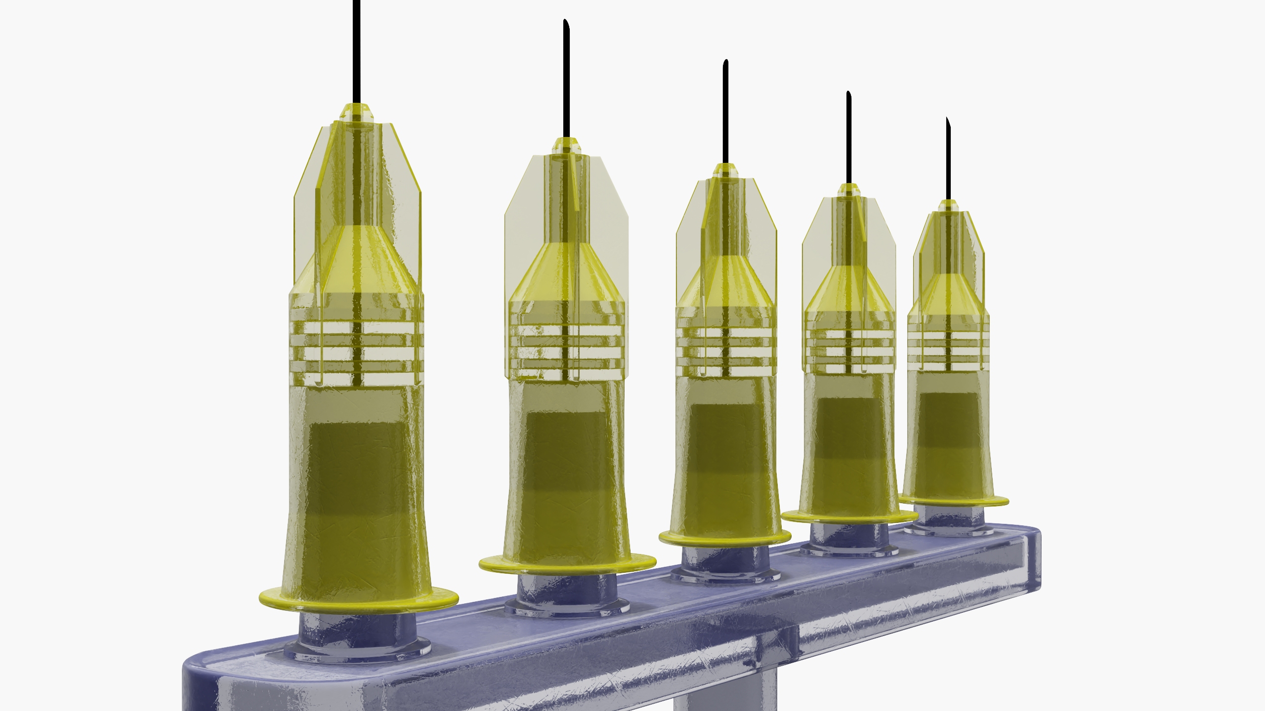 3D model Multi Injector 5 Needles Straight Yellow