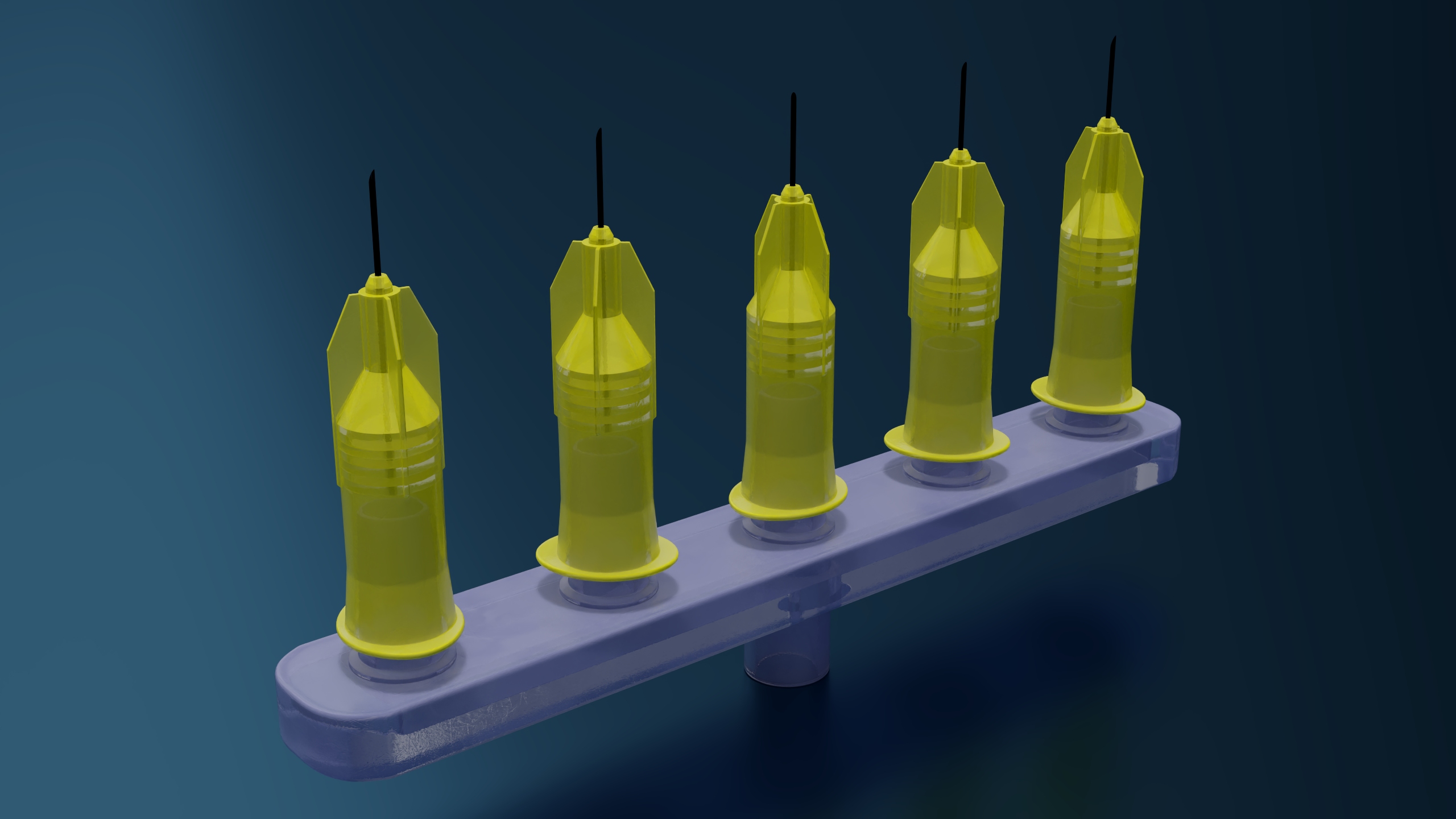 3D model Multi Injector 5 Needles Straight Yellow