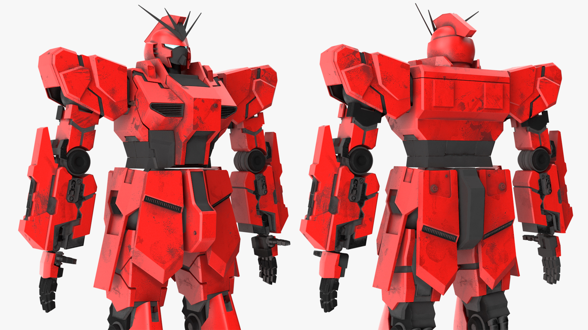 Giant Red Combat Sci-Fi Robot 3D model