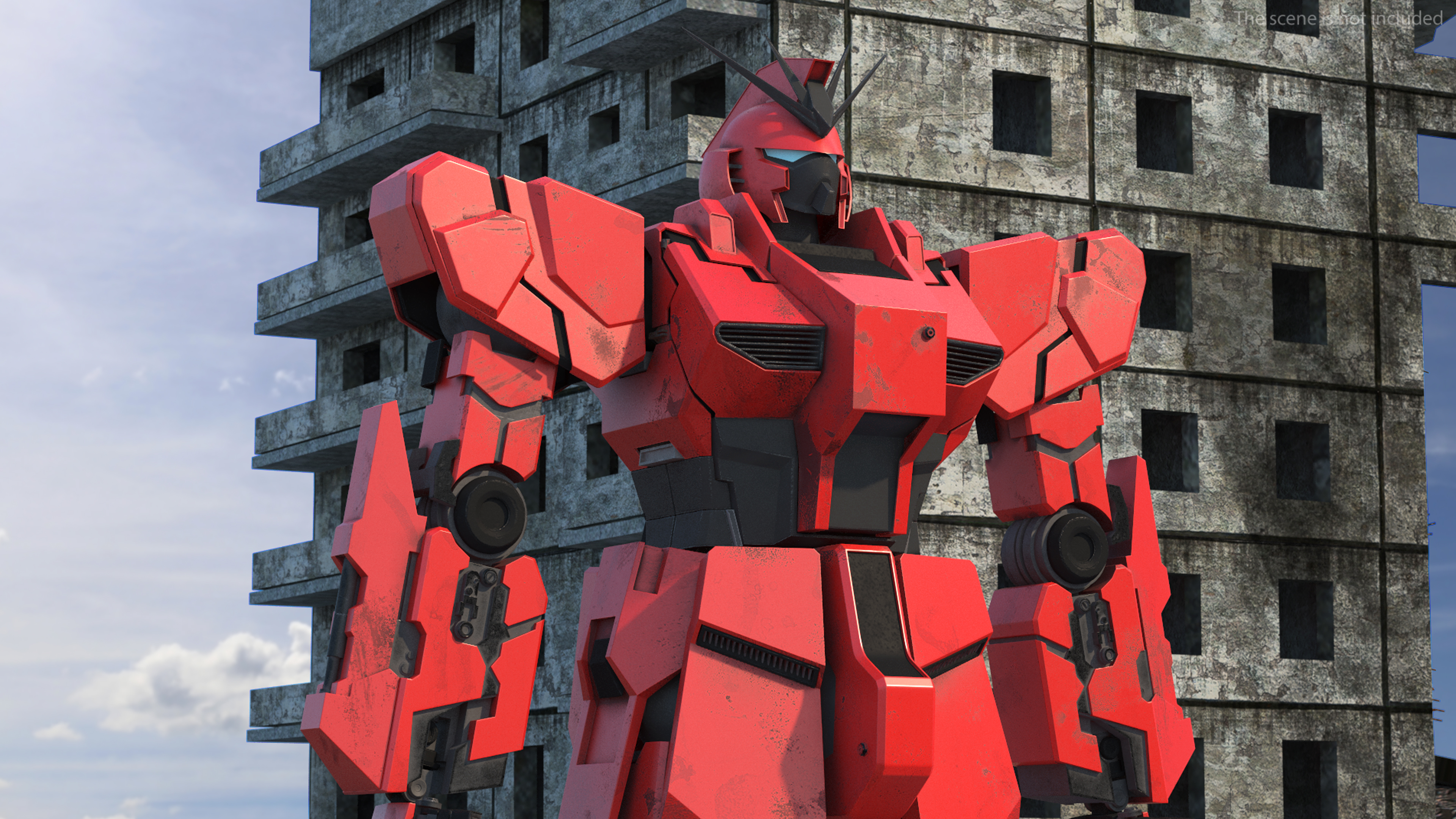 Giant Red Combat Sci-Fi Robot 3D model