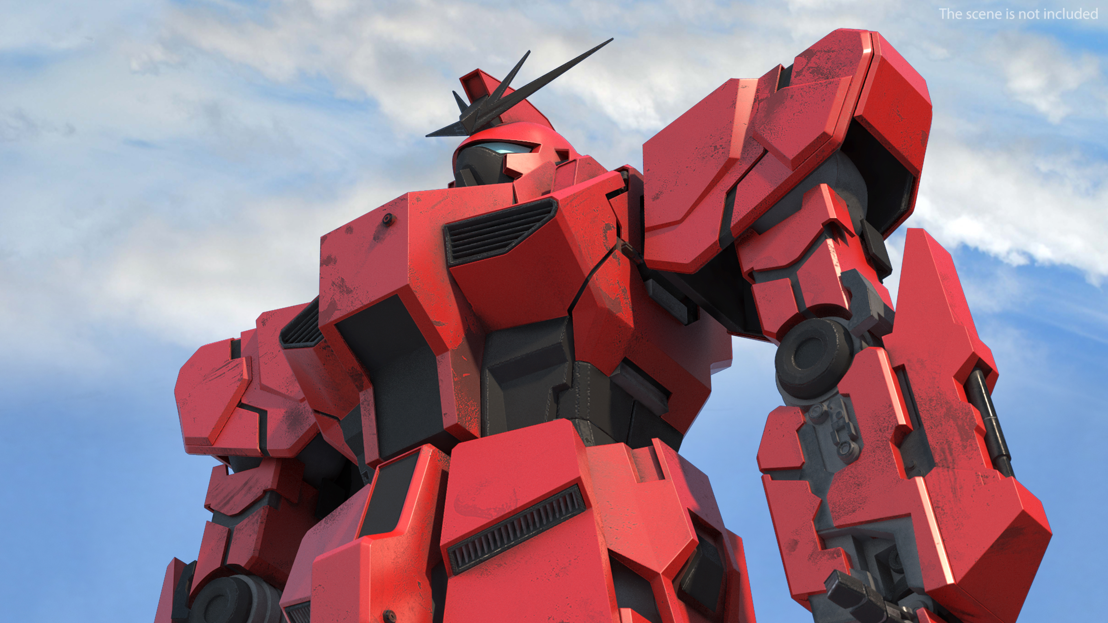 Giant Red Combat Sci-Fi Robot 3D model