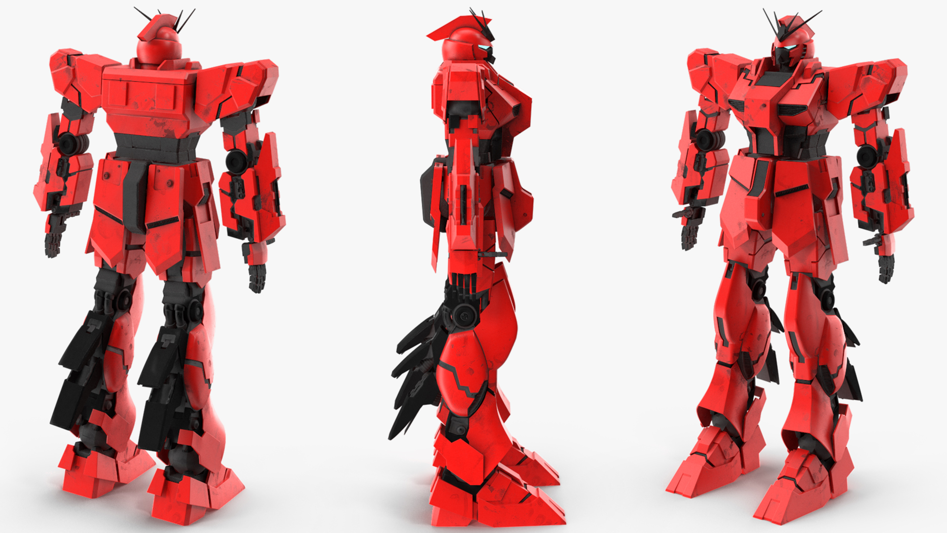 Giant Red Combat Sci-Fi Robot 3D model