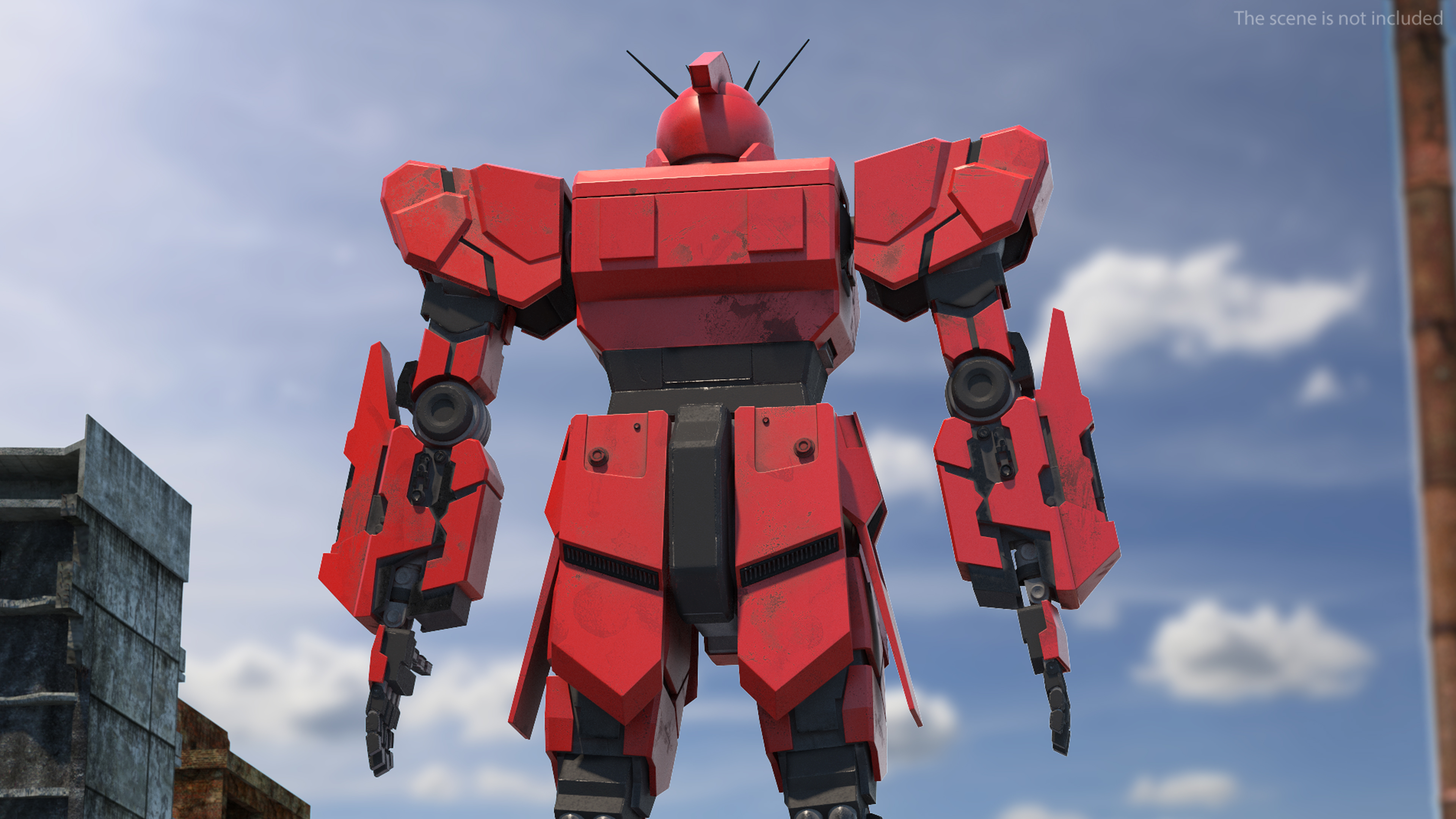 Giant Red Combat Sci-Fi Robot 3D model